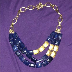 STELLA & DOT NAVY AND GOLD STATEMENT NECKLACE